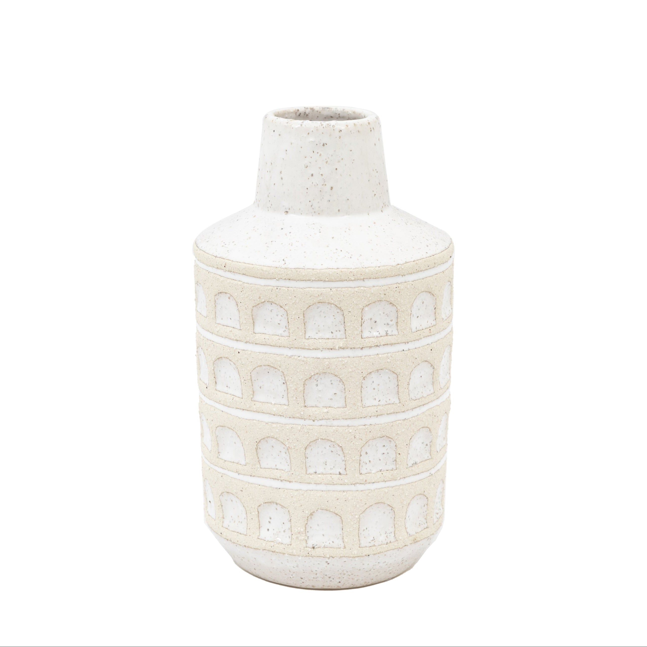 Azalea Glazed White Graphic Ceramic Vase
